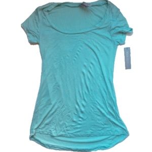 Jo & Co Dip Hem Mint Green Sky Blue Baseball Tee S